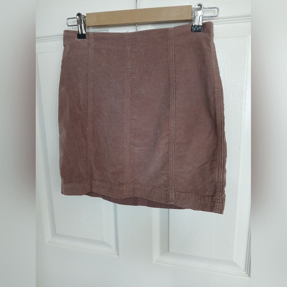Free People Women's Brown Corduroy Mini Skirt Boho Festival Rock Grunge Preppy
